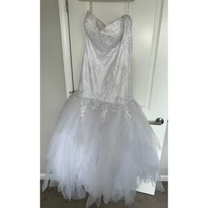 Juliet White Lace Sequin Beaded Mermaid Wedding Dress Corset Back 3XL